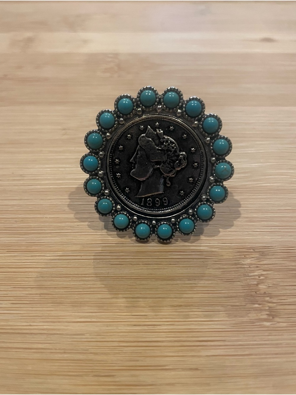 Turquoise Coin Ring – Statement Women’s Ring